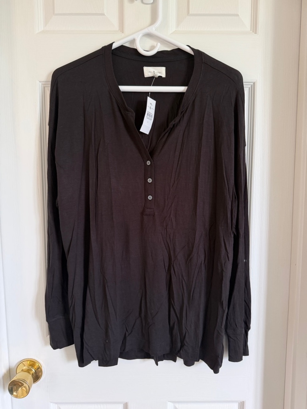 NWT Lou & Grey Black Long-Sleeve Henley Tunic